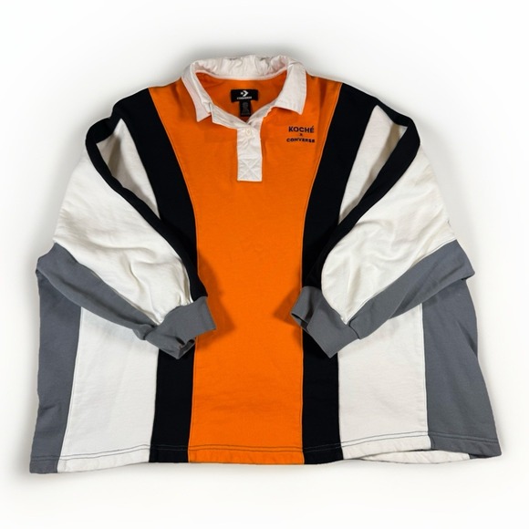 Converse Other - Converse x Koché Colorblock Rugby Shirt Pullover Orange Black White XS